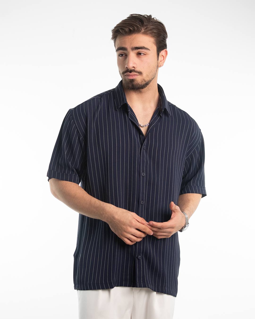 پیراهن راه راه مدرن مردانه در رنگ بندی